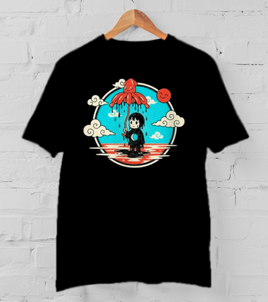 My Morning Jacket Squidboy Umbrella Character With Clouds And Smiling Sun T-Shirt