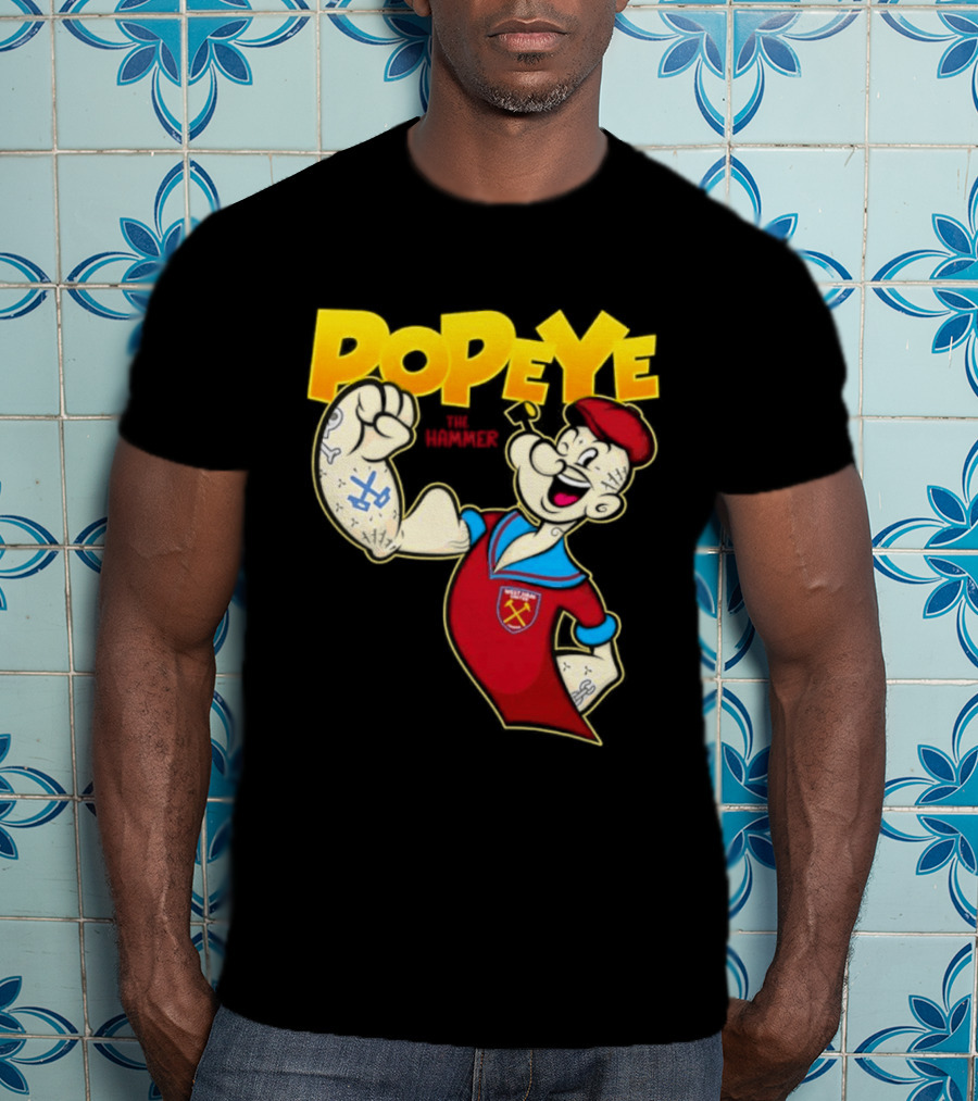 Popeye The Hammer West Ham United Crest Vintage Cartoon T-Shirt