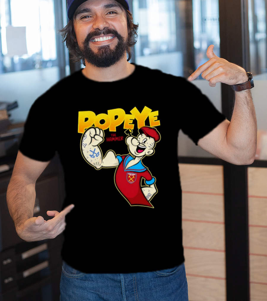 Popeye The Hammer West Ham United Crest Vintage Cartoon T-Shirt