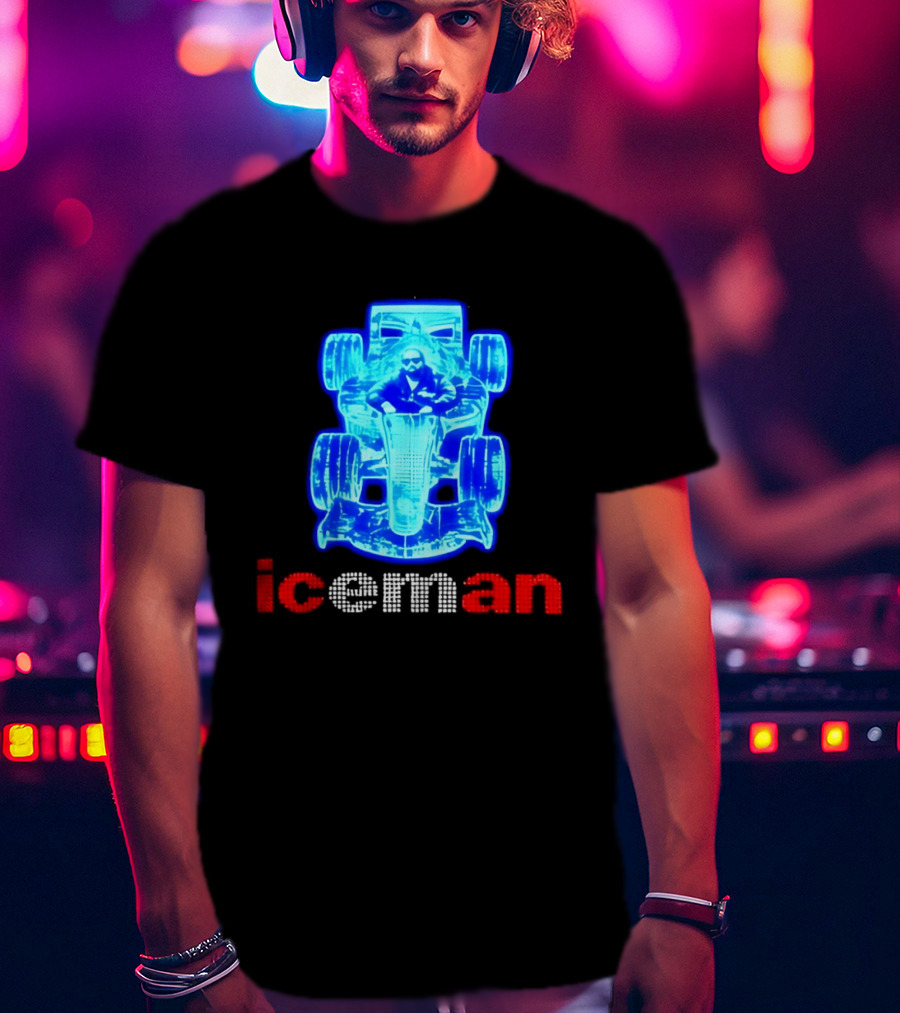 Iceman Kimi Räikkönen F1 Driver Holographic Car Racing Blue Red T-Shirt
