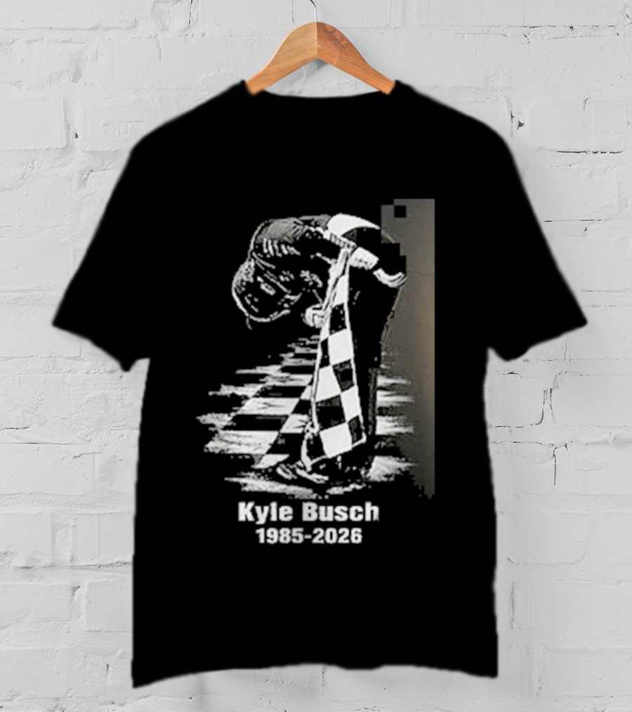 Kyle Busch 1985 2026 Racing Checkered Flag T-Shirt