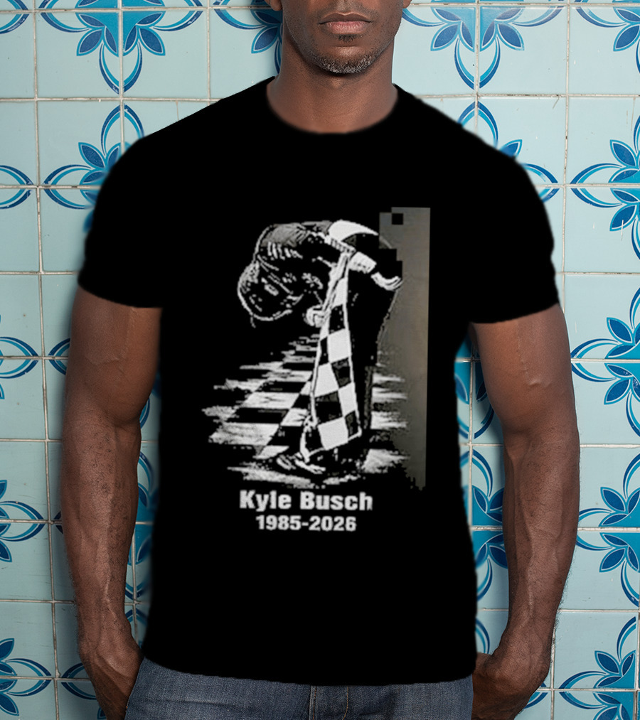 Kyle Busch 1985 2026 Racing Checkered Flag T-Shirt