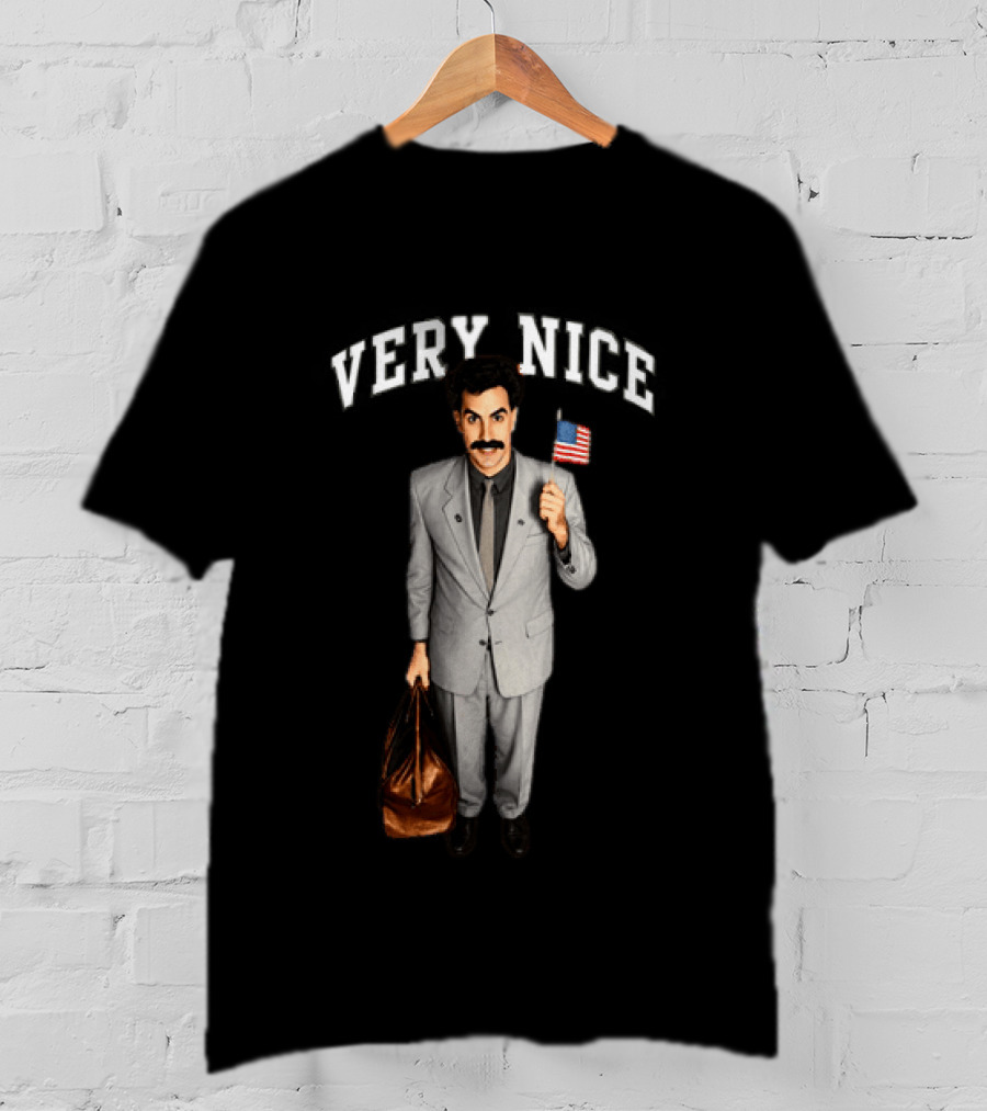 Sacha Baron Cohen Very Nice Borat Holding American Flag T-Shirt