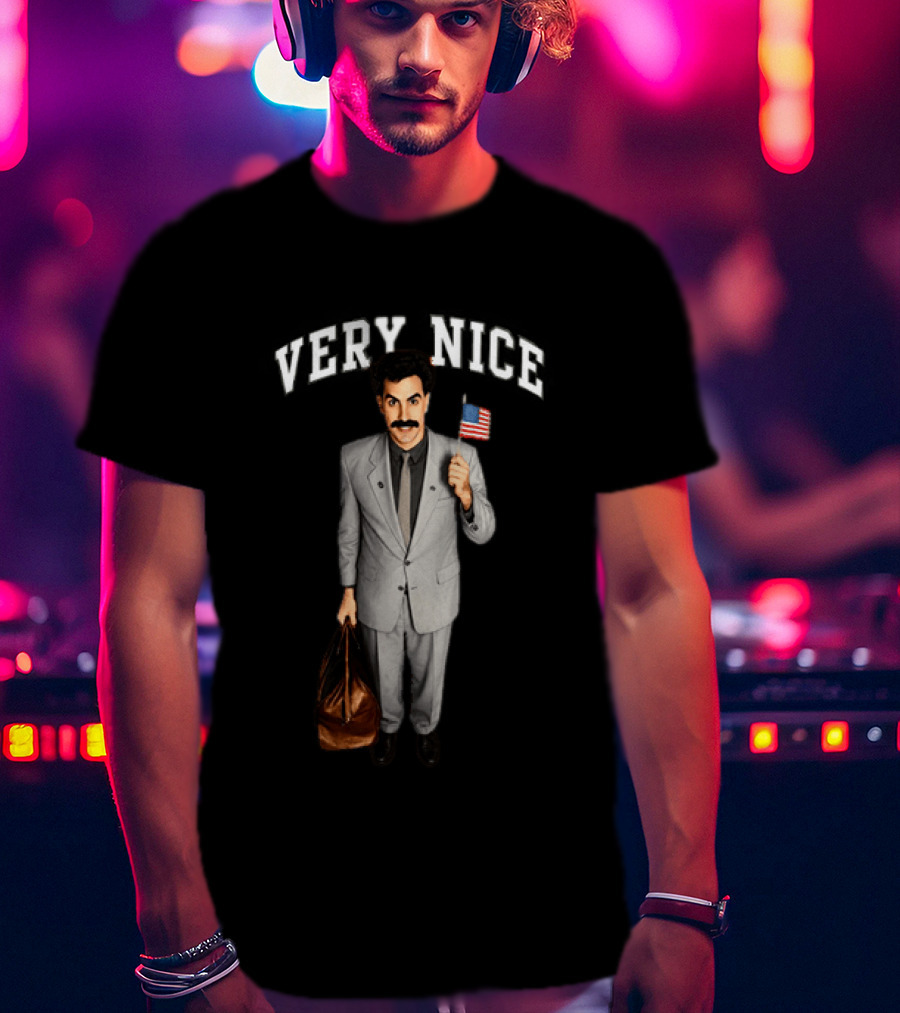 Sacha Baron Cohen Very Nice Borat Holding American Flag T-Shirt