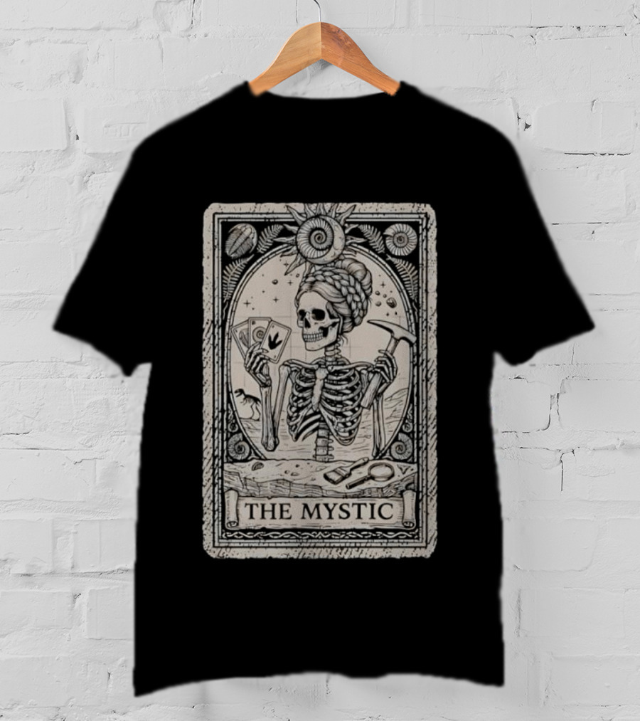 The Mystic Skeleton Tarot Card Fossil Digging Paleontology T-Shirt