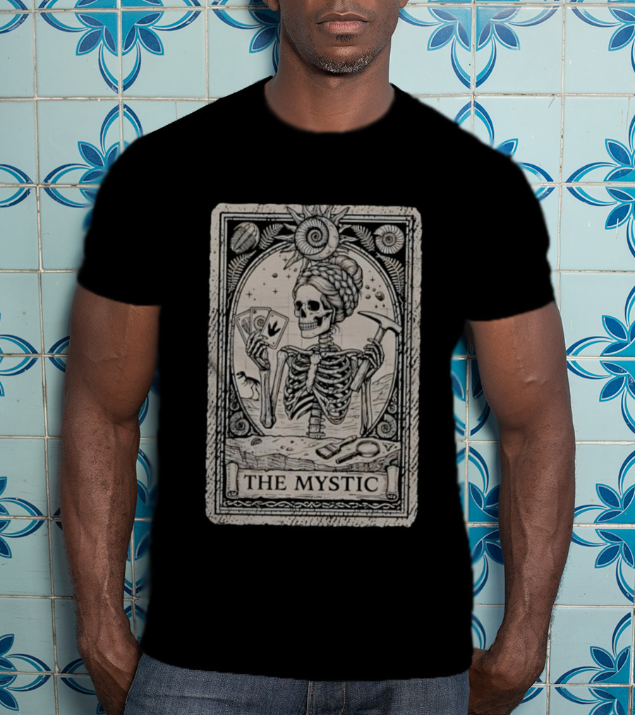 The Mystic Skeleton Tarot Card Fossil Digging Paleontology T-Shirt
