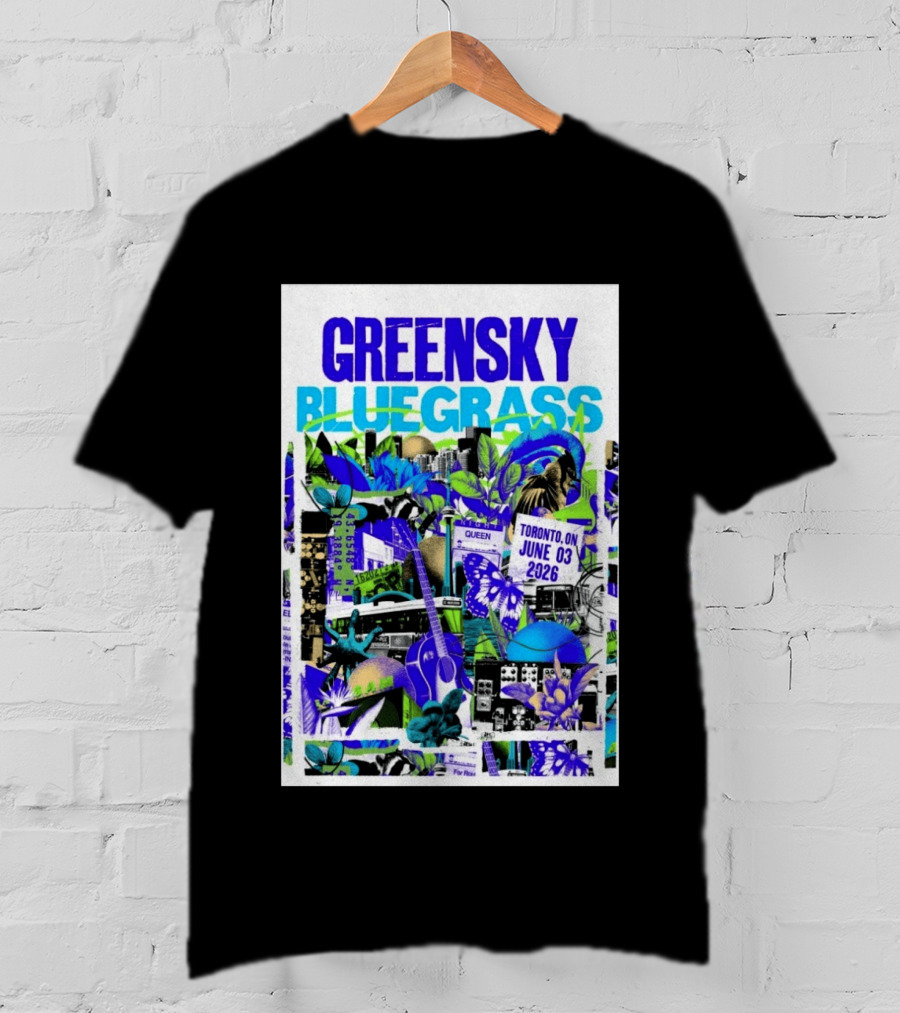 Greensky Bluegrass Toronto ON June 03 2026 Guitar Butterfly Cityscape T-Shirt