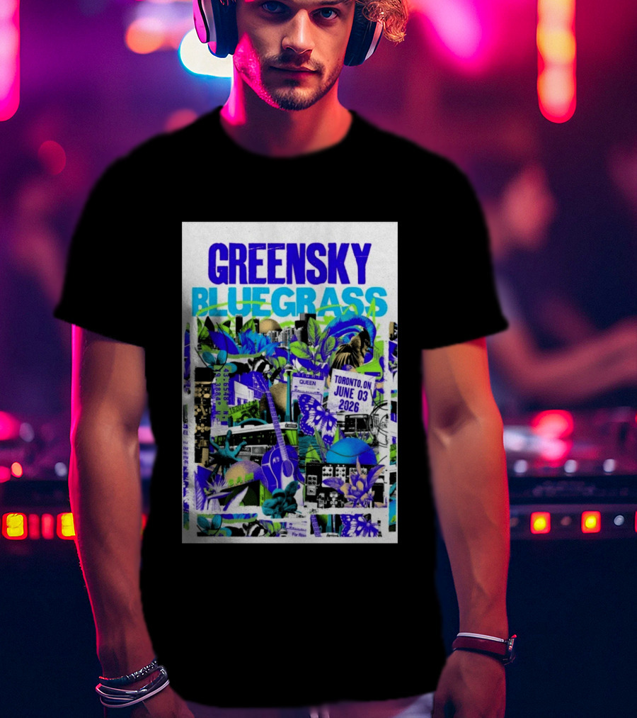 Greensky Bluegrass Toronto ON June 03 2026 Guitar Butterfly Cityscape T-Shirt