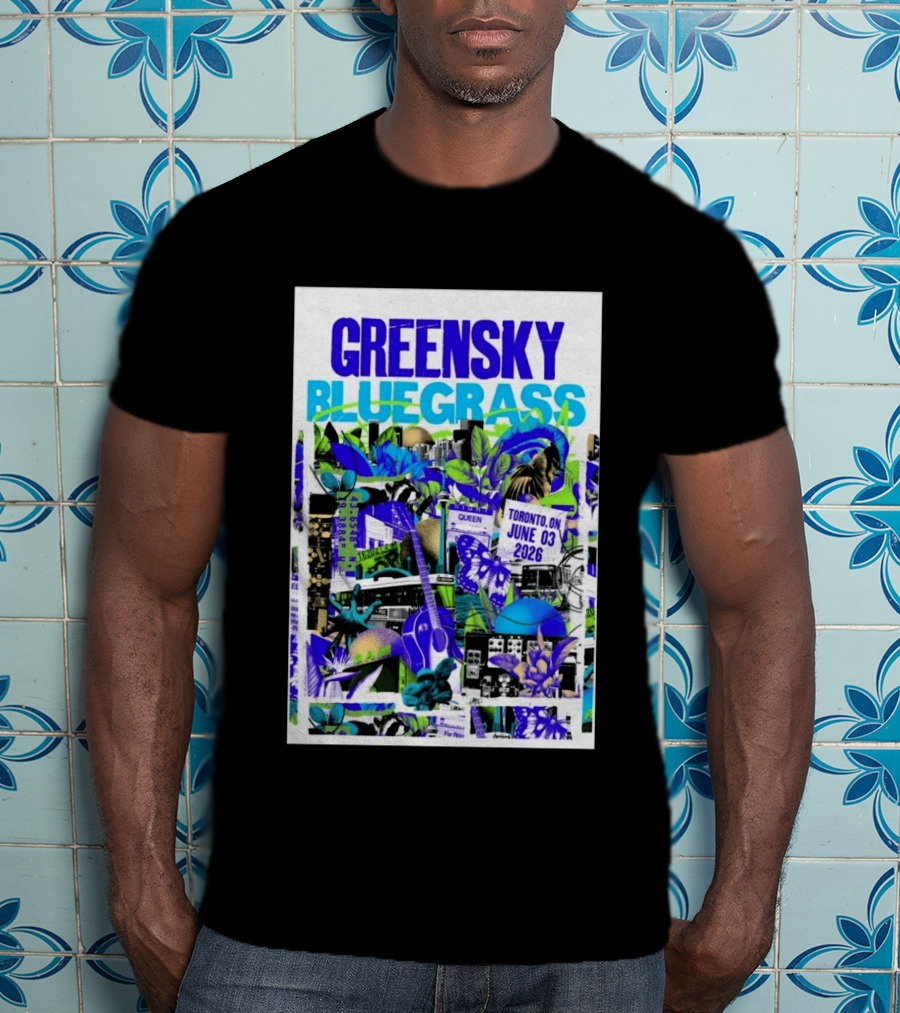 Greensky Bluegrass Toronto ON June 03 2026 Guitar Butterfly Cityscape T-Shirt