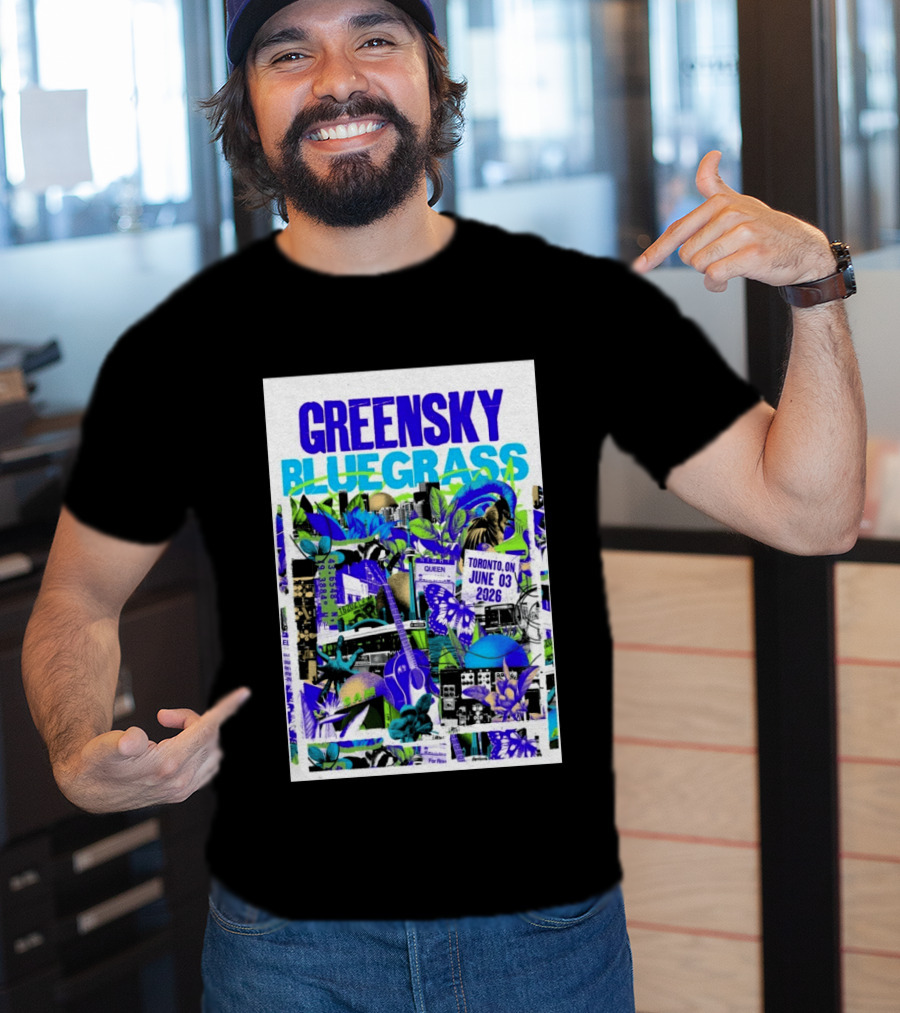 Greensky Bluegrass Toronto ON June 03 2026 Guitar Butterfly Cityscape T-Shirt