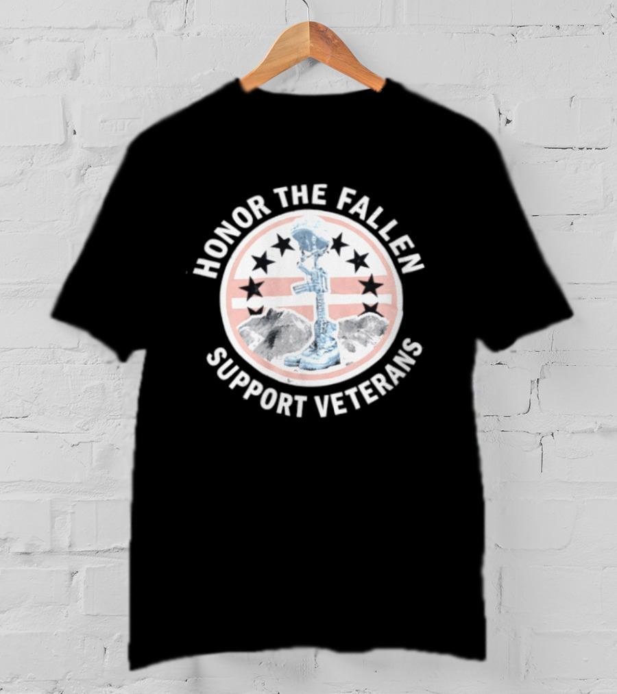 Honor The Fallen Support Veterans Soldier Memorial Stars Patriotic T-Shirt