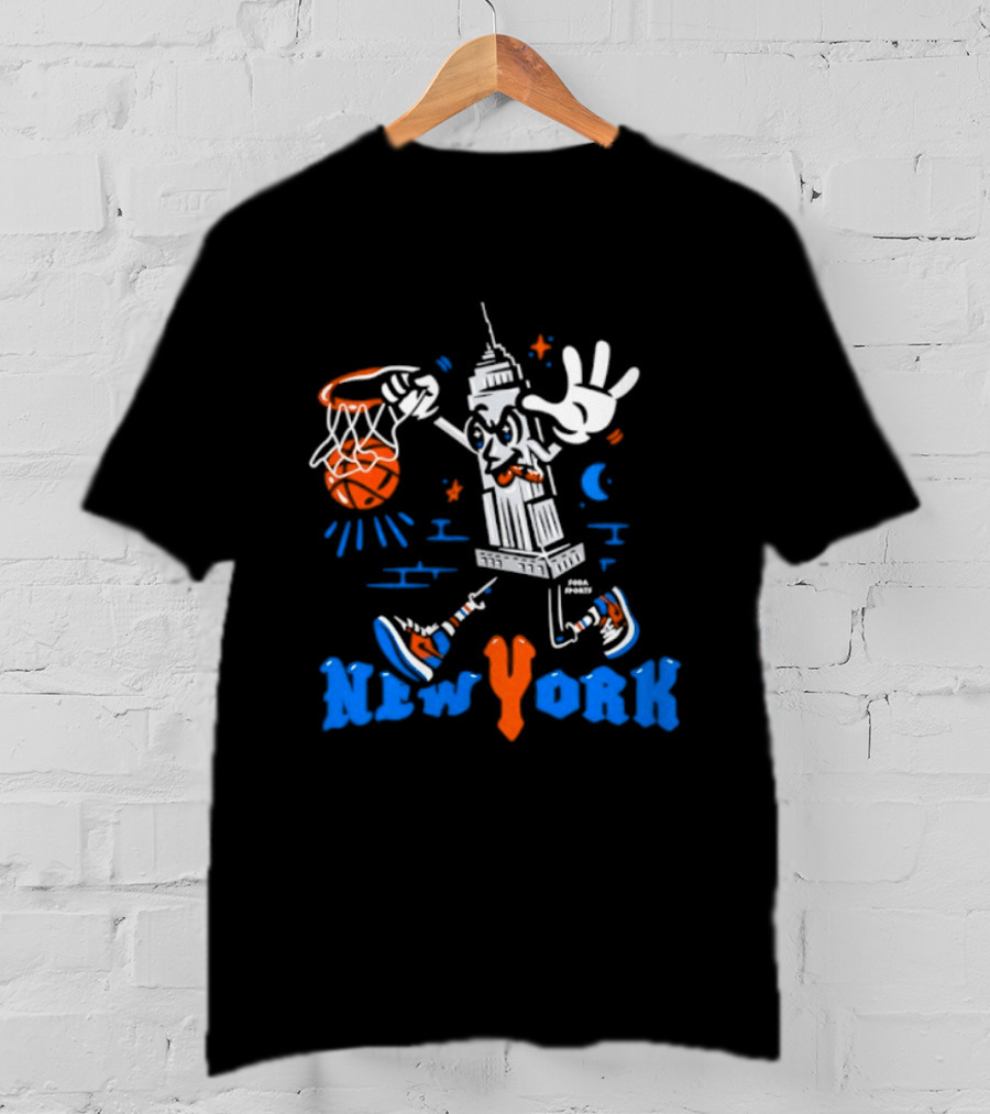 New York Knicks Empire State Building With Basketball And Sneakers T-Shirt