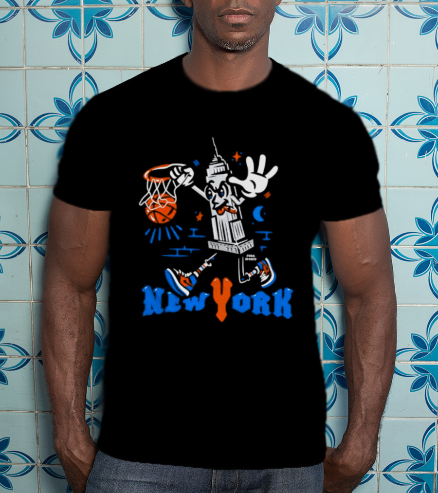New York Knicks Empire State Building With Basketball And Sneakers T-Shirt