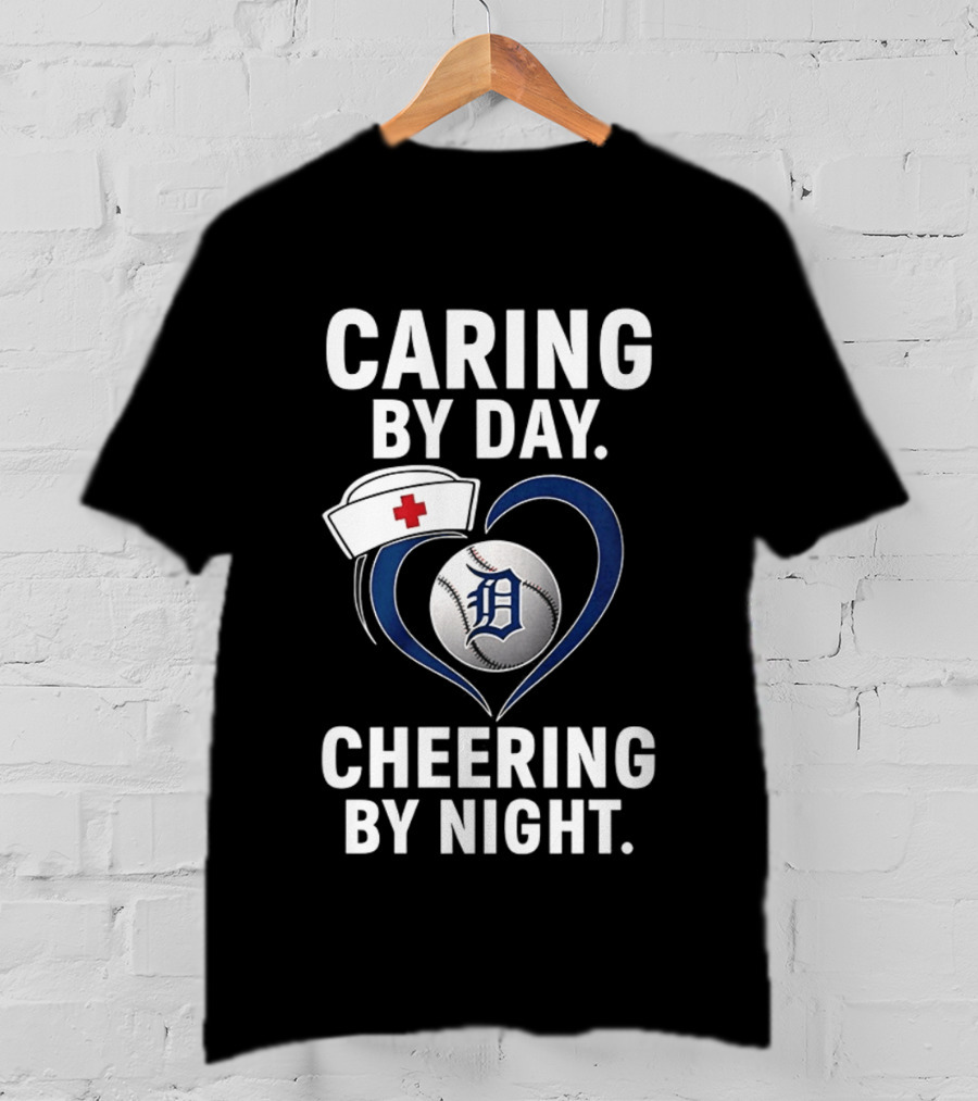 Caring By Day Nurse Baseball Fan Cheering By Night T-Shirt