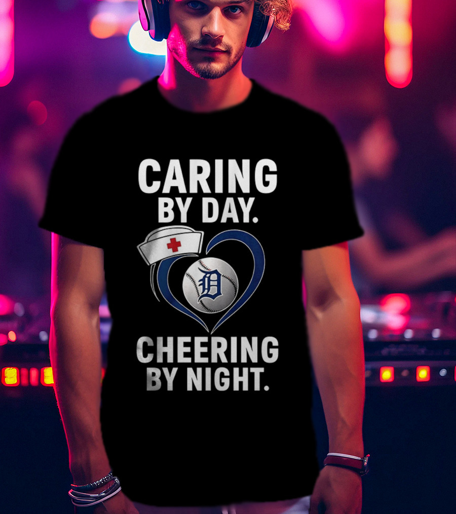 Caring By Day Nurse Baseball Fan Cheering By Night T-Shirt
