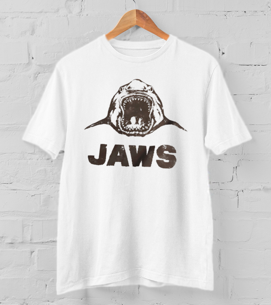 Jaws Great White Shark Minimalist Movie Brown Screen T-Shirt