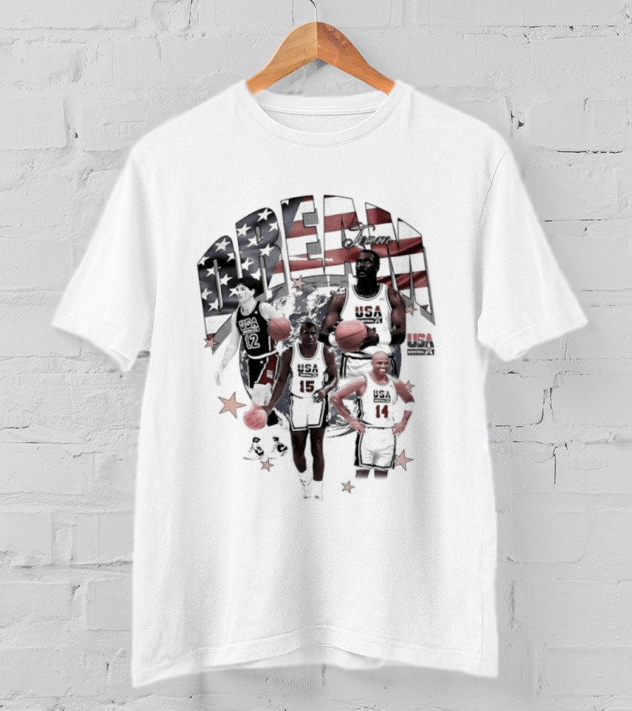 1992 USA Dream Team John Stockton Magic Johnson Karl Malone Charles Barkley Basketball America T-Shirt