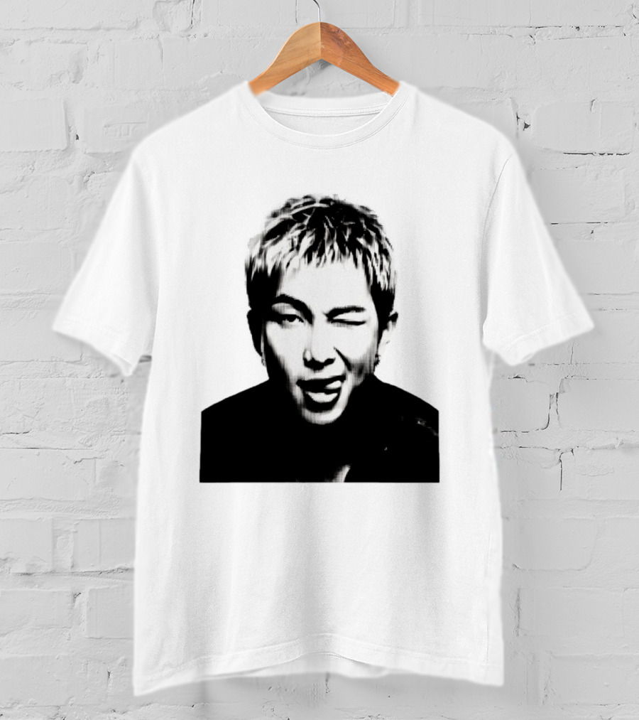 Kim Namjoon BTS K Pop Music Star Halftone Monochrome T-Shirt