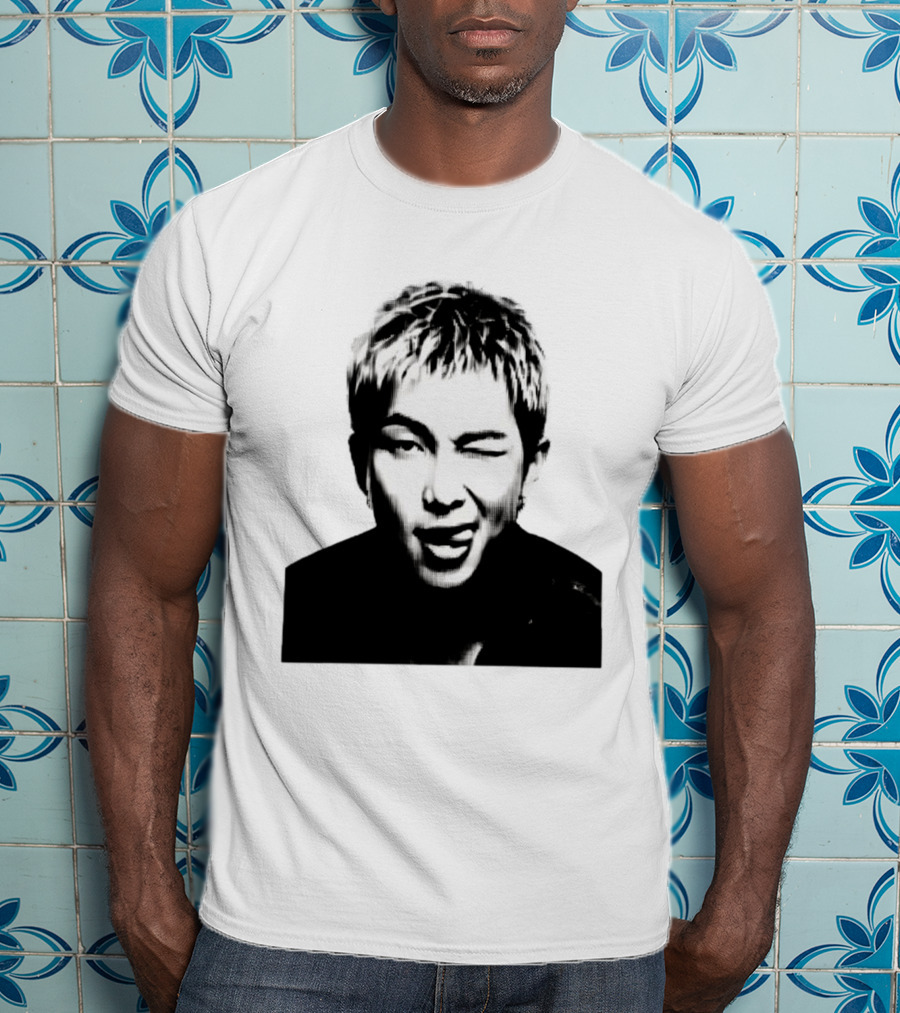Kim Namjoon BTS K Pop Music Star Halftone Monochrome T-Shirt
