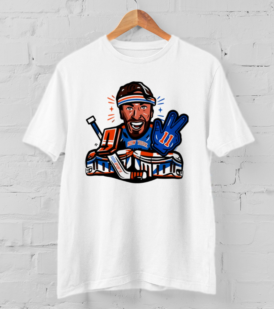 Mathew Barzal New York Islanders Hockey Illustration Player Number 13 Victory Gesture Sports Fan T-Shirt