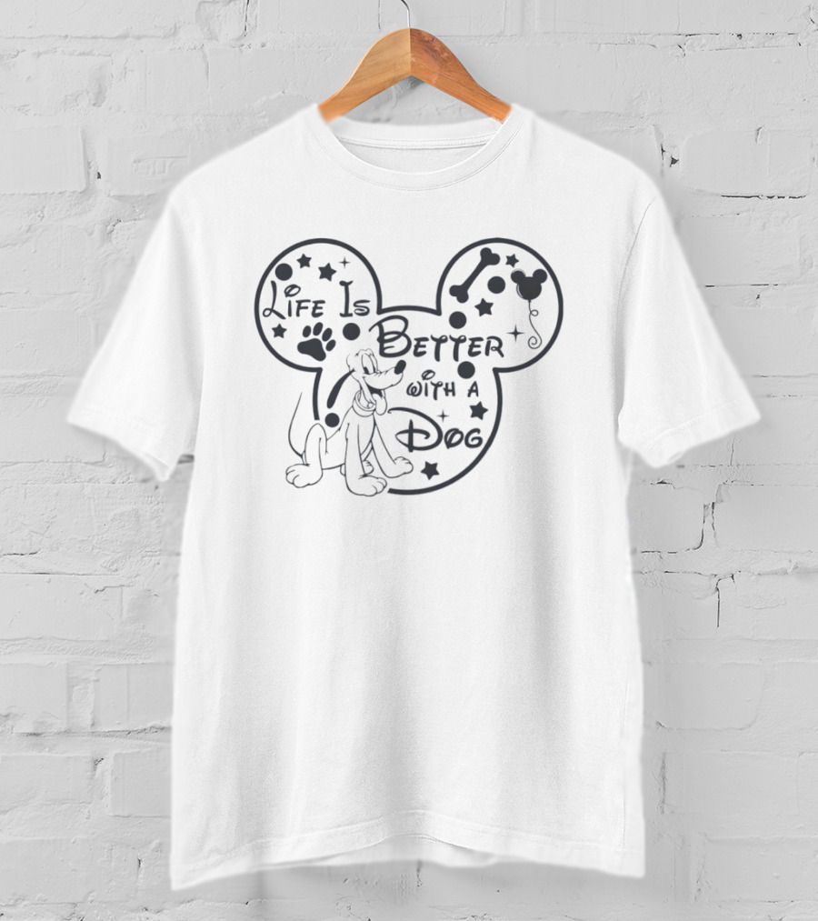 Life Is Better With A Dog Pluto Mickey Mouse Ears Disney T-Shirt