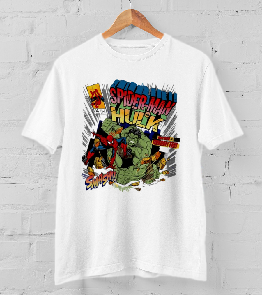 Spider Man Vs Hulk Mayhem Manhattan Marvel Smash 2026 Comic T-Shirt