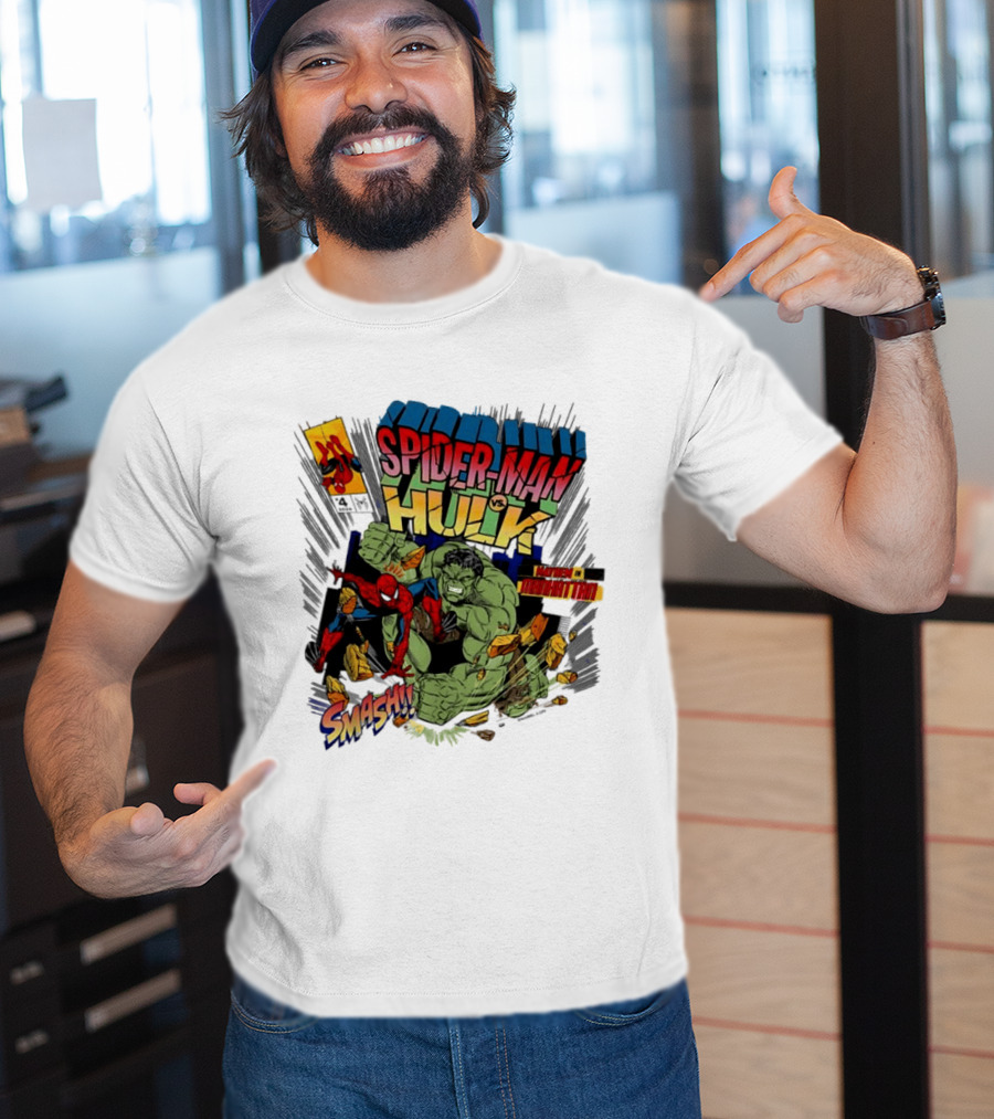 Spider Man Vs Hulk Mayhem Manhattan Marvel Smash 2026 Comic T-Shirt