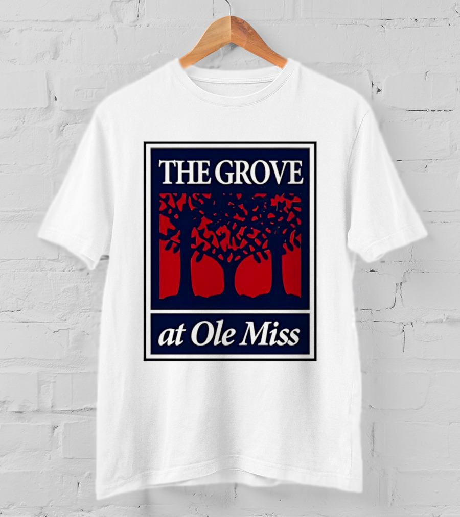 The Grove At Ole Miss Trees Red Blue T-Shirt