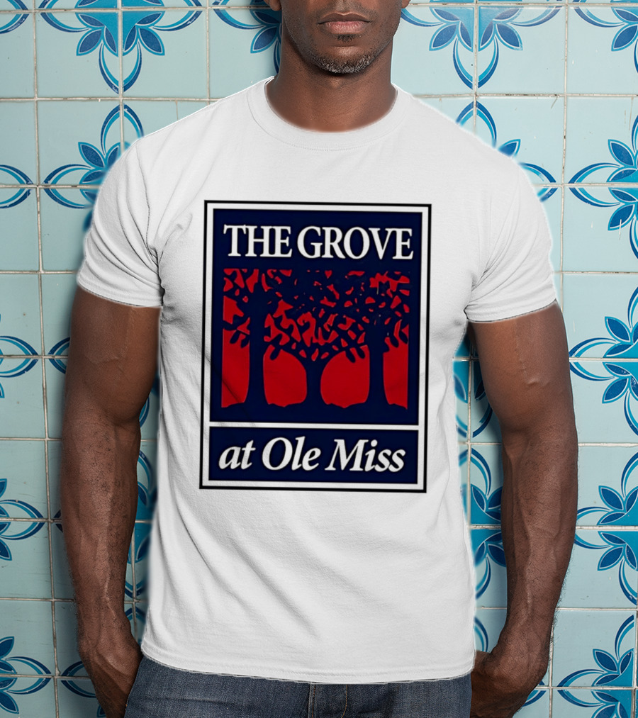 The Grove At Ole Miss Trees Red Blue T-Shirt