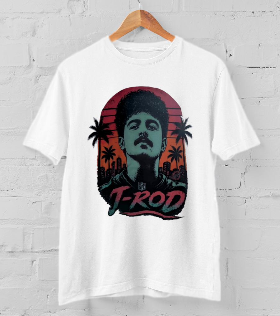 J ROD Miami Dolphins Vaporwave Aesthetic Neon Lights NFL T-Shirt