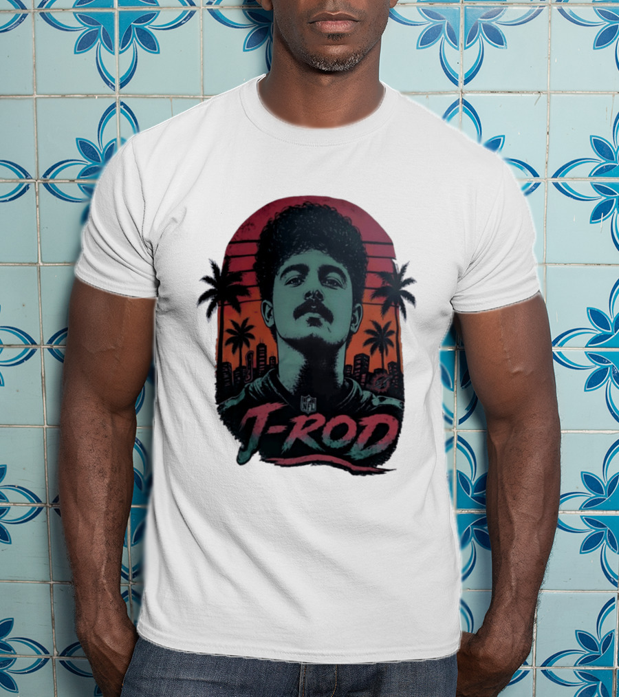 J ROD Miami Dolphins Vaporwave Aesthetic Neon Lights NFL T-Shirt