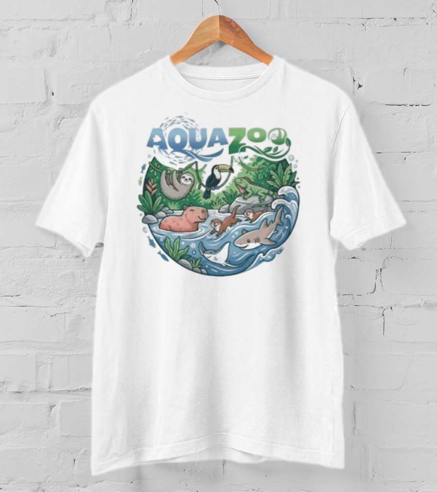 Aquazoo Wildlife Adventure With Toucan Shark Capybara T-Shirt