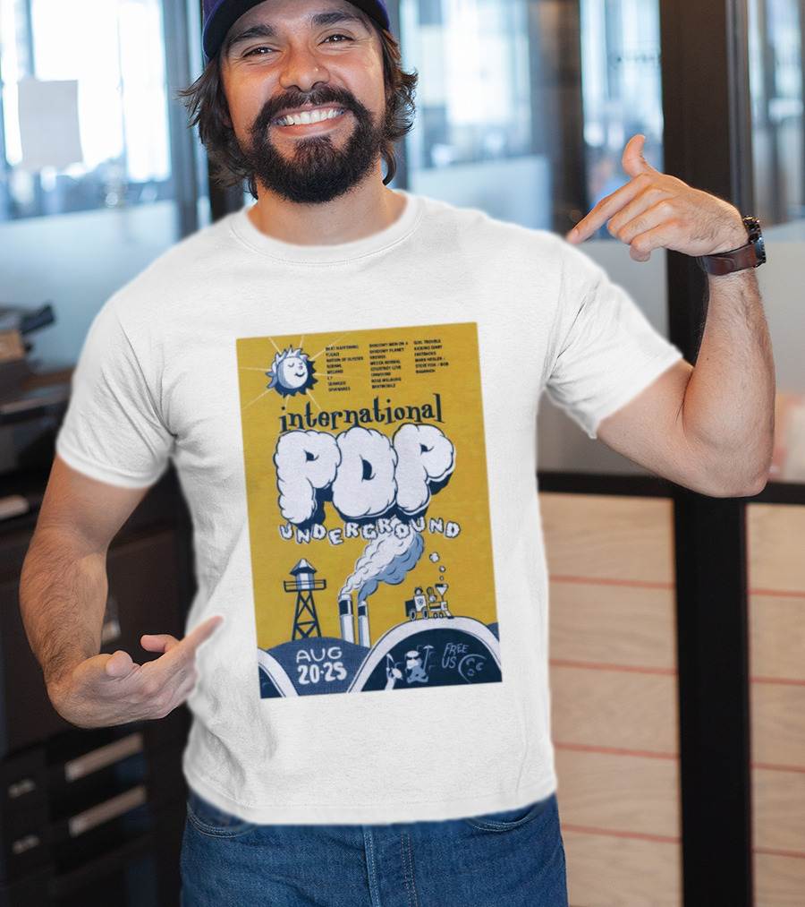 International Pop Underground Festival August 20 25 Beat Happening Fugazi Legend Of Yulesville Seaweed Спинанес Free Us T-Shirt