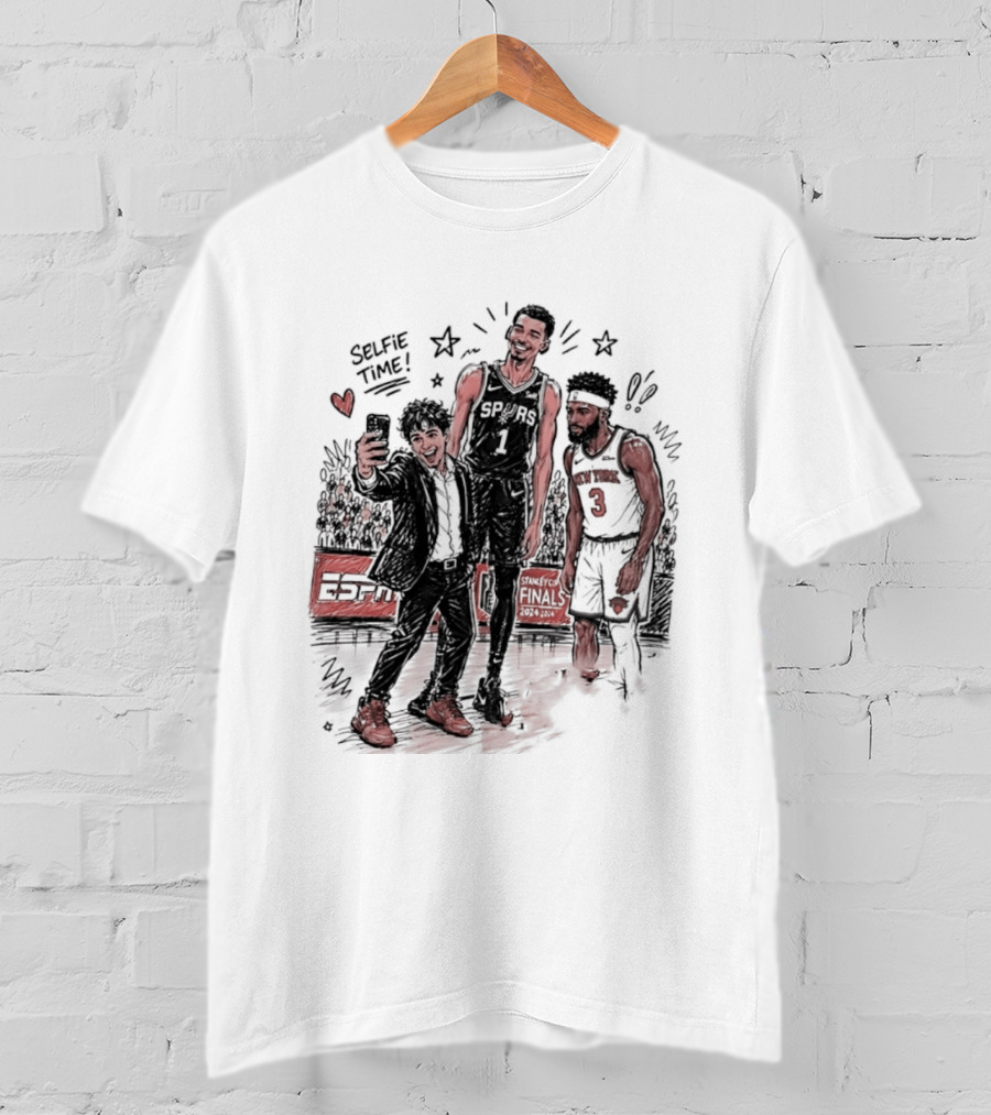 NY Knicks And San Antonio Spurs Selfie Time Finals Caricature T-Shirt