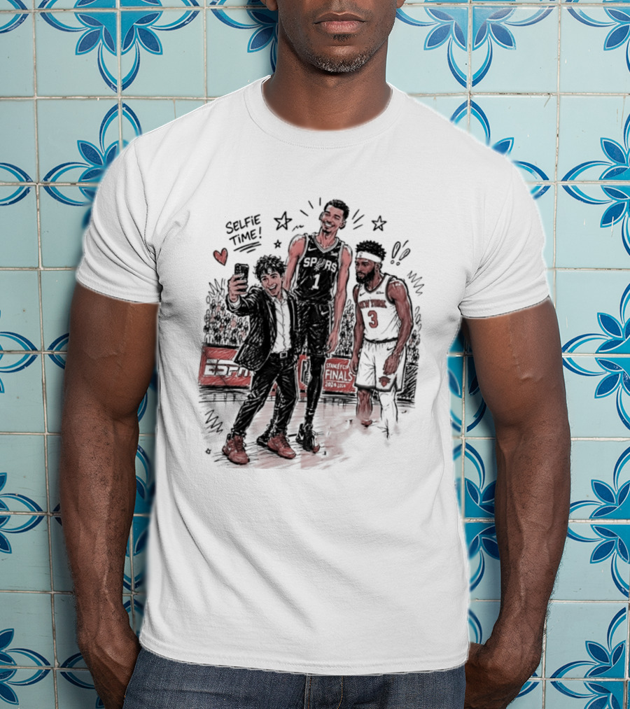 NY Knicks And San Antonio Spurs Selfie Time Finals Caricature T-Shirt