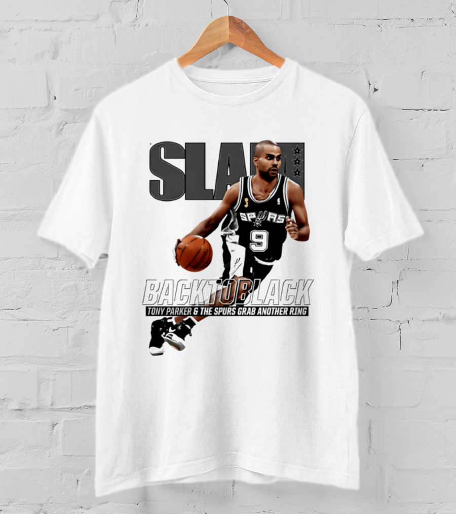 SLAM Back To Black San Antonio Spurs Tony Parker 9 Spurs Grab Another Ring T-Shirt