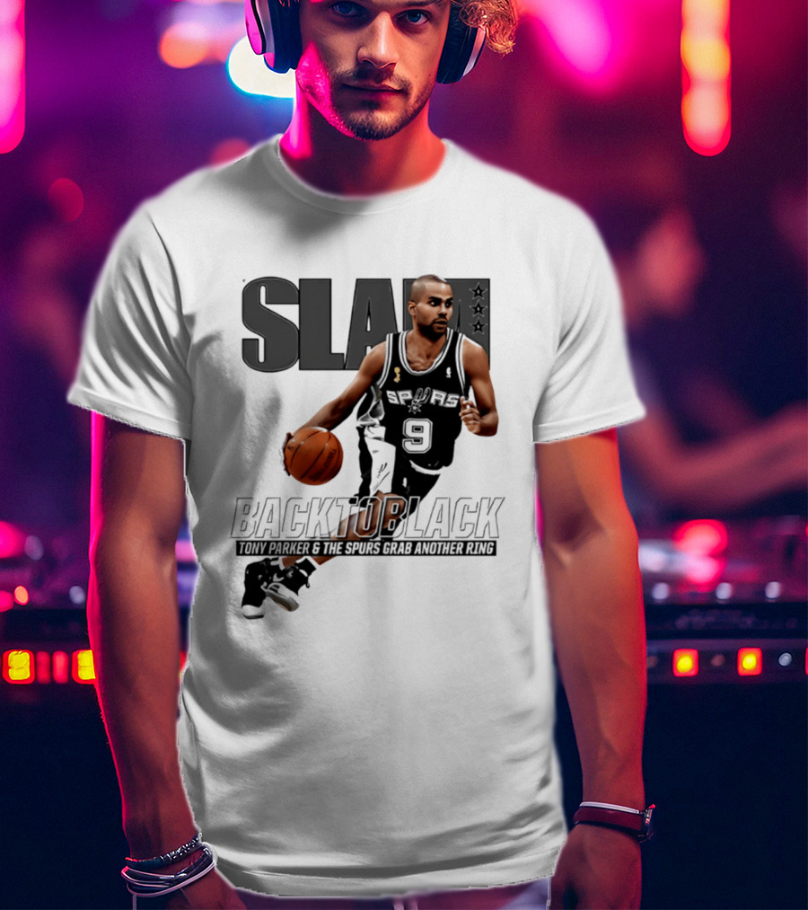 SLAM Back To Black San Antonio Spurs Tony Parker 9 Spurs Grab Another Ring T-Shirt