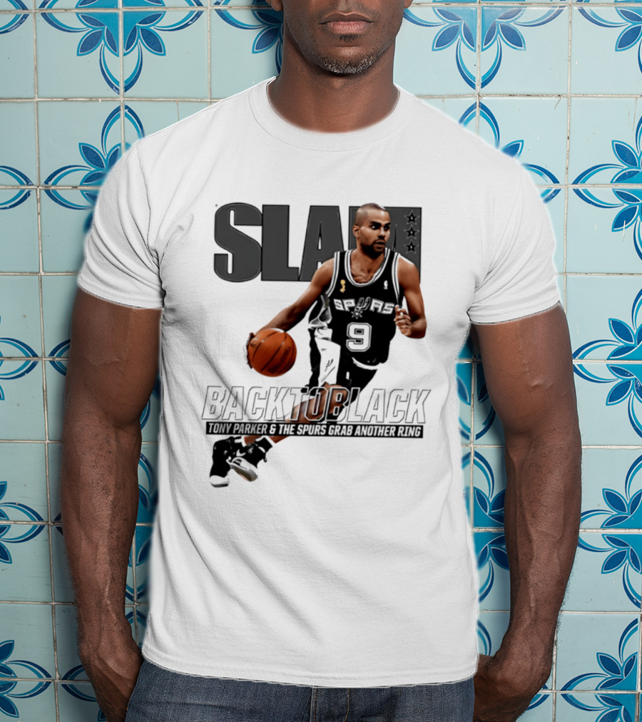 SLAM Back To Black San Antonio Spurs Tony Parker 9 Spurs Grab Another Ring T-Shirt