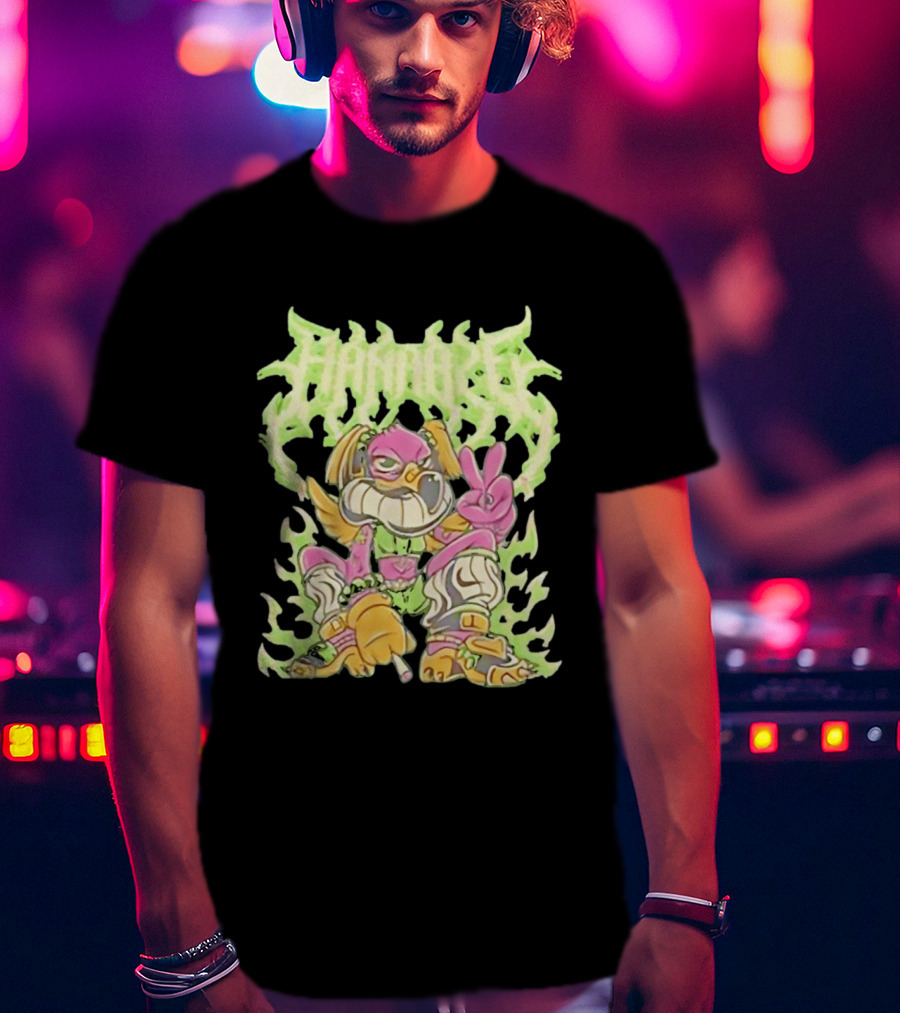 HAMMBRIK Chill Dog Flaming Peace Pose T-Shirt