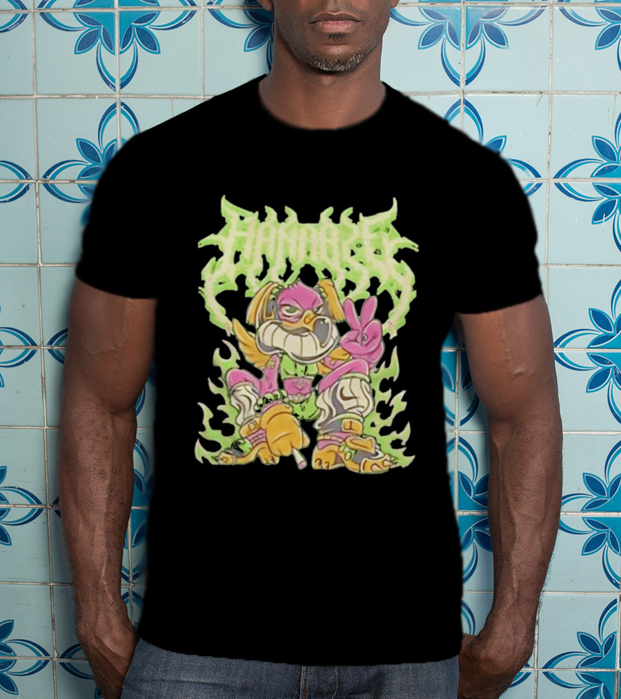 HAMMBRIK Chill Dog Flaming Peace Pose T-Shirt