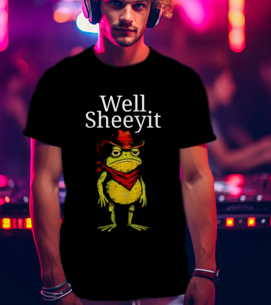 Well Sheeyit Frog Cowboy Hat And Bandana T-Shirt