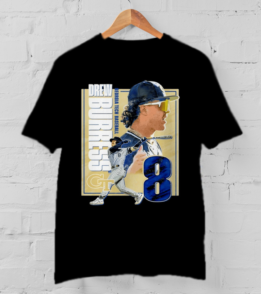 Drew Burress Georgia Tech Baseball Athlete Number 8 T-Shirt
