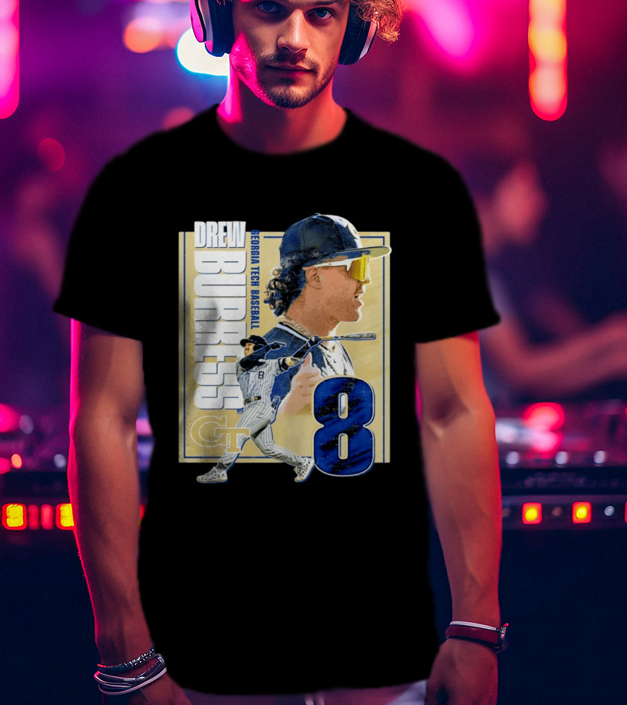 Drew Burress Georgia Tech Baseball Athlete Number 8 T-Shirt