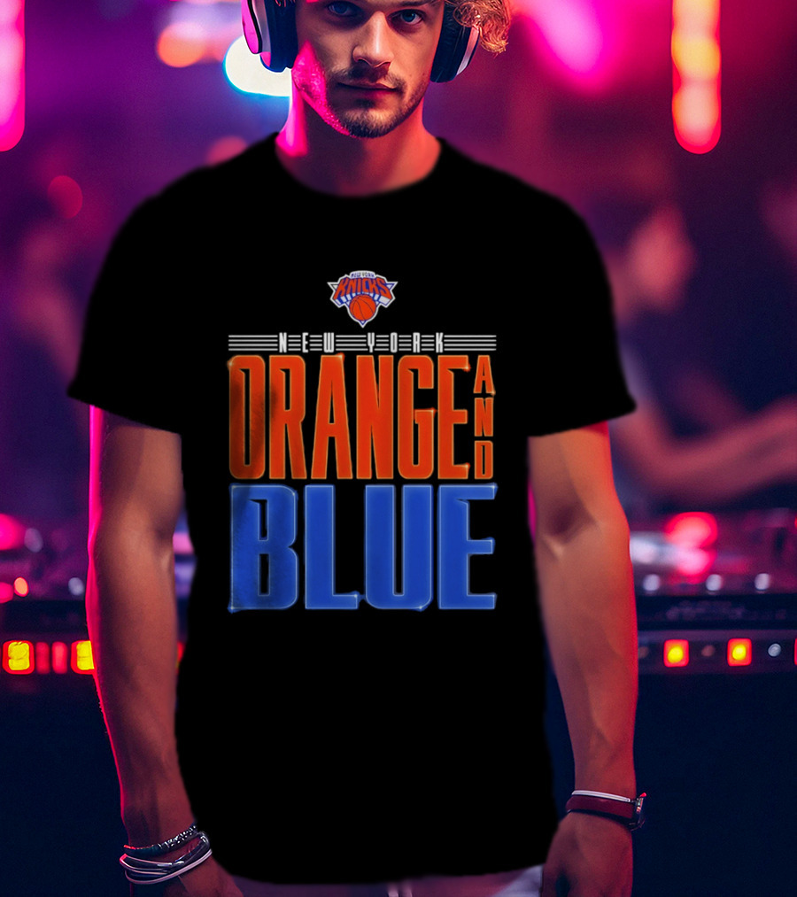New York Knicks Orange And Blue Neon T-Shirt