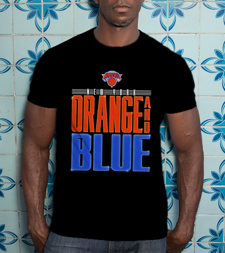 New York Knicks Orange And Blue Neon T-Shirt