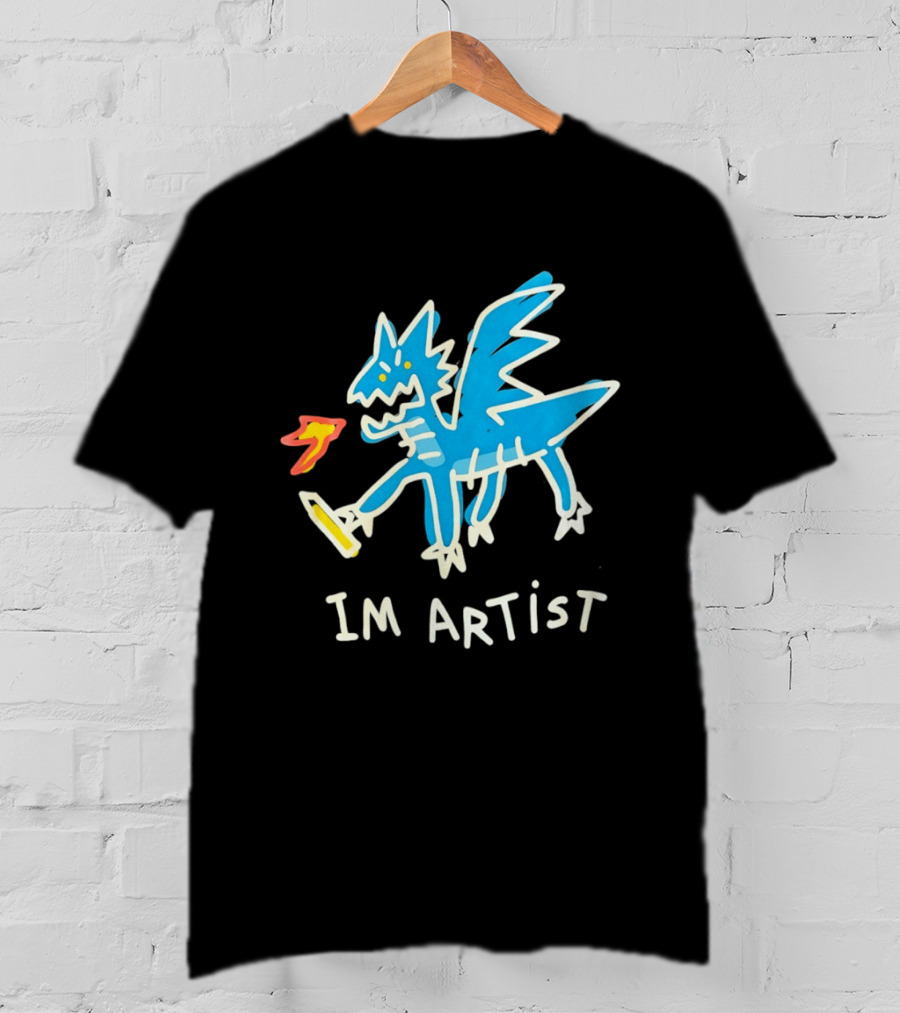 IM Artist Dragon Blue Winged Creature Fire Brush T-Shirt