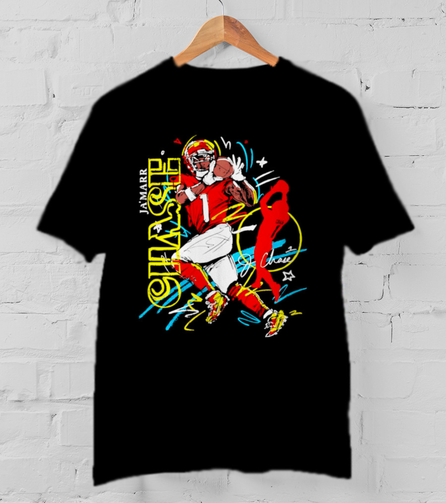 Ja'Marr Chase Cincinnati Bengals Number 1 Scribble Paint T-Shirt