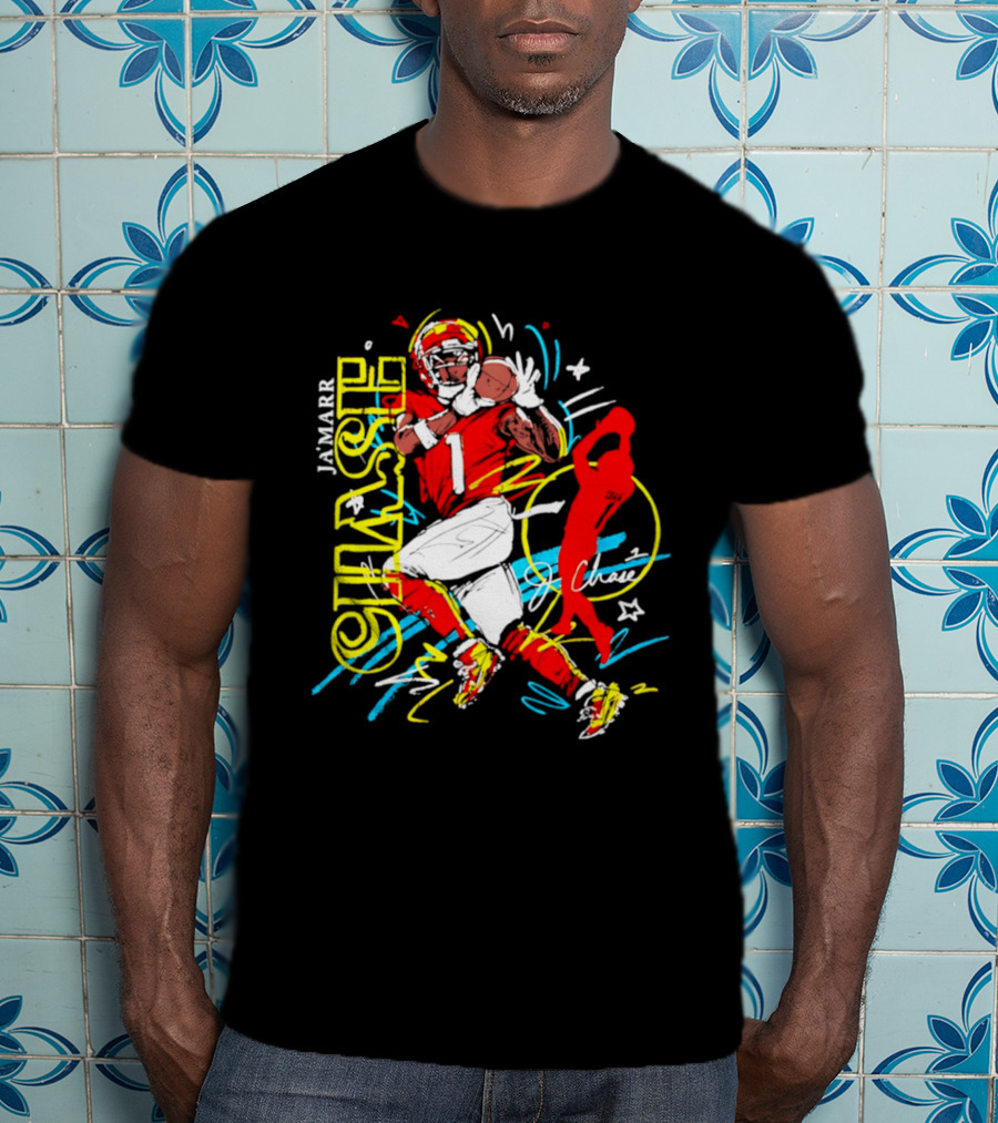 Ja'Marr Chase Cincinnati Bengals Number 1 Scribble Paint T-Shirt