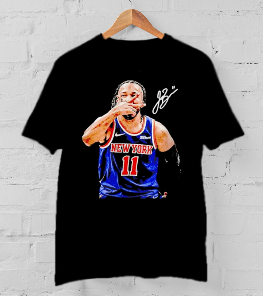 Jalen Brunson New York Knicks 11 JB Basketball Celebration Blue T-Shirt