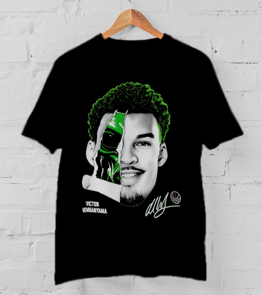 Victor Wembanyama Alien Torn Creature Signature T-Shirt